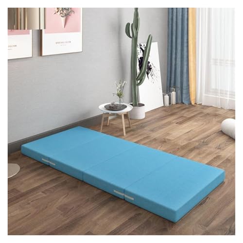 Faltbare Schaumstoffmatratze, 60 x 200 x 8 cm, Futonbett für Gäste, Matte für Büro, abnehmbarer Bezug, bequeme Bodenmatratze, tragbare Schlaflösung, Blau Faltbare Schaumstoffmatratze, 60 x 200 x 8 cm, Futonbett für Gäste, Matte für Büro, abnehmbarer Bezug, bequeme Bodenmatratze, tragbare Schlaflösung, Blau von Generisch