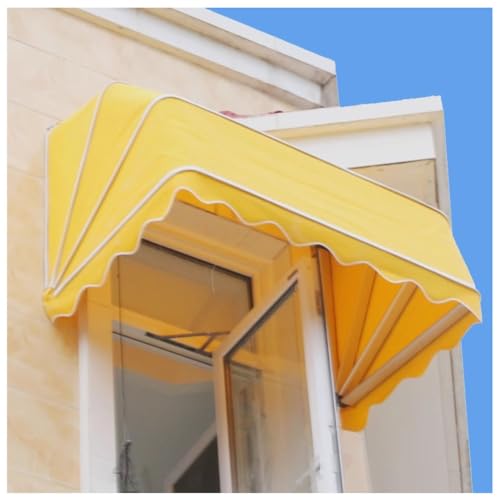Faltbare Segeltuch-Markise für Türen und Fenster, Sonnenschutz, in 4 Farben und 13 Größen (Gelb 70 x 60 x 60 cm), wetterfester Schutz für den Außenbereich von Generisch