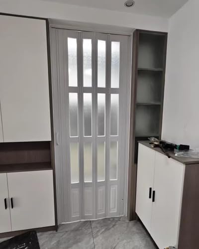 Faltbare Trennwand Schiebetür, mattierte Acrylplatte mit Aluminiumschienensystem für Schrank und Speisekammer, platzsparende Lösung Faltbare Trennwand Schiebetür, mattierte Acrylplatte mit Aluminiumschienensystem für Schrank und Speisekammer, platzsparende Lösung von Generisch