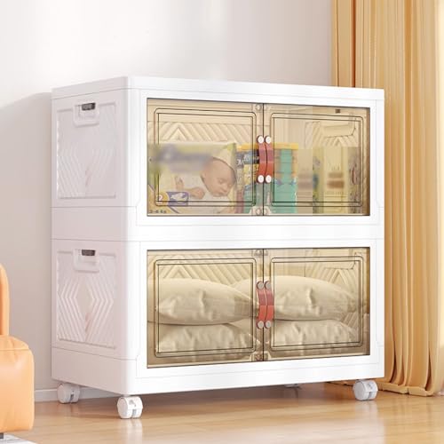 Faltbare Vitrine ohne Installation, Doppeltür-Perspektiven-Vitrine, hohe Tragfähigkeit, ideal für Wohnzimmer und Arbeitszimmer, Weiß, 59,9 x 37,8 x 71,4 cm von Generisch
