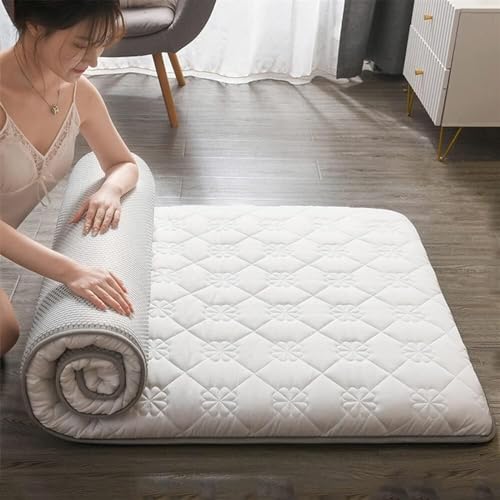 Faltbare japanische Futon-Matratze, King-Size (180 x 200 cm), Bodenbett, aufrollbar, Schlafmatte für thailändische Betten, platzsparendes Design, Weiß von Generisch