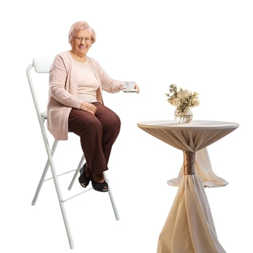 Faltbarer Barhocker mit Gepolsterter 50-80cm, Hochstuhl für Erwachsene mit Rückenlehne, Tragbarer Klappbar Küchenstuhl Bistrohocker Barstühle(Weiß,60cm (24inch)) von Generisch