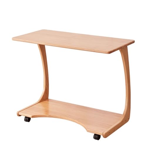 Faltbarer C-förmiger Laptop-Nachttisch - Verstellbarer 2-stöckiger Couch-Beistelltisch aus Holz mit Rollen, mobiler Klapptisch für Wohnzimmer, einfaches Betttablett für einfache Verwendung von Generisch