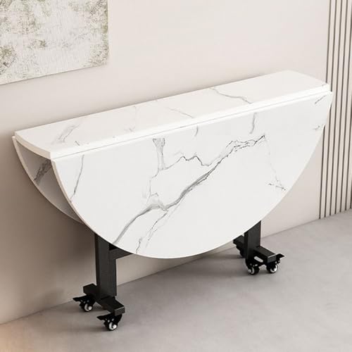 Faltbarer Esstisch, platzsparend, rund, ausziehbar, Küchentisch, moderner mobiler Tisch mit 6 feststellbaren Rollen, kompakt für kleine Räume, 130 x 75 cm, ideal für Wohnzimmer und Esszimmer von Generisch