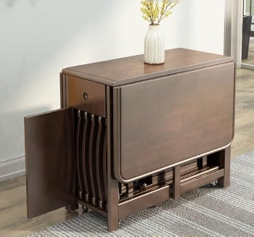 Faltbarer Esstisch mit Schublade, platzsparendes Tropfenblatt-Design für kleine Räume, Platz für 4 Stühle Faltbarer Esstisch mit Schublade, platzsparendes Tropfenblatt-Design für kleine Räume, Platz für 4 Stühle von Generisch