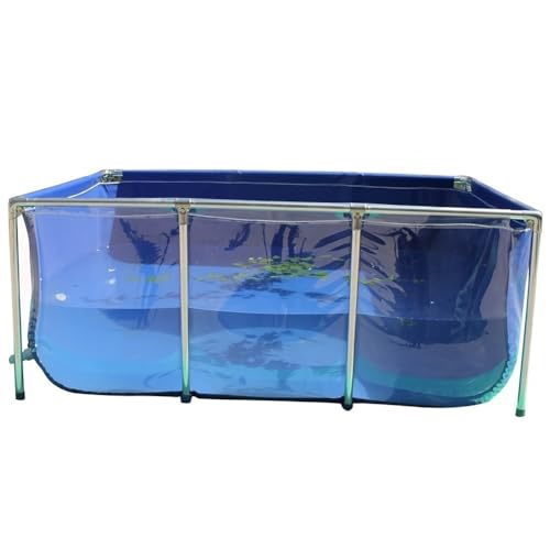 Faltbarer Fischteich aus PVC mit Edelstahlrahmen, klarer Sichtscheibe und Ablassventil für einfache Wartung, ideal für Koi und Wasserlebewesen von Generisch