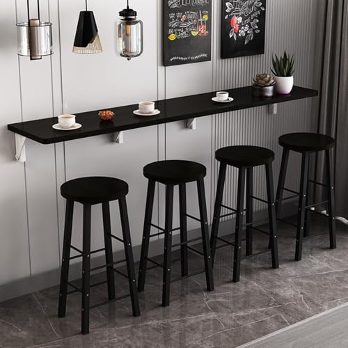 Faltbarer Holztisch zur Wandmontage, mit Metallstütze, platzsparender Ess-/Bürotisch für Wohnzimmer/Schlafzimmer, Schwarz, 180 x 40 cm Faltbarer Holztisch zur Wandmontage, mit Metallstütze, platzsparender Ess-/Bürotisch für Wohnzimmer/Schlafzimmer, Schwarz, 180 x 40 cm von Generisch
