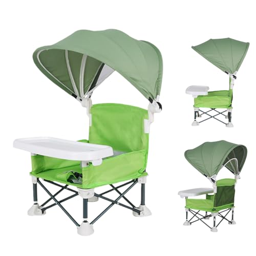 Faltbarer Kindersitz | Reisesitz mit Tablett zum Essen – Klappbarer Sitz mit Sonnenschutz für Zuhause im Freien Picknick Praia Garten von Generisch