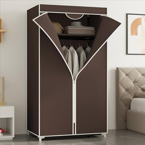 Faltbarer Kleiderschrank aus Segeltuch für Bett, platzsparender Stoffschrank mit Regalen, ideal für kleine Räume, offenes Design, stilvolle braune Farbe, perfekte Aufbewahrungslösung Faltbarer Kleiderschrank aus Segeltuch für Bett, platzsparender Stoffschrank mit Regalen, ideal für kleine Räume, offenes Design, stilvolle braune Farbe, perfekte Aufbewahrungslösung von Generisch