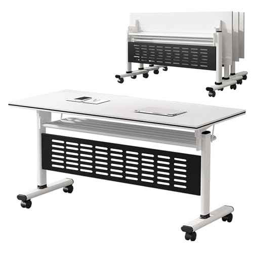 Faltbarer Konferenztisch mit Rollen, ergonomischer, mobiler Bürotisch, moderner rechteckiger Besprechungstisch für Training und kollaborative Arbeitsbereiche Faltbarer Konferenztisch mit Rollen, ergonomischer, mobiler Bürotisch, moderner rechteckiger Besprechungstisch für Training und kollaborative Arbeitsbereiche von Generisch