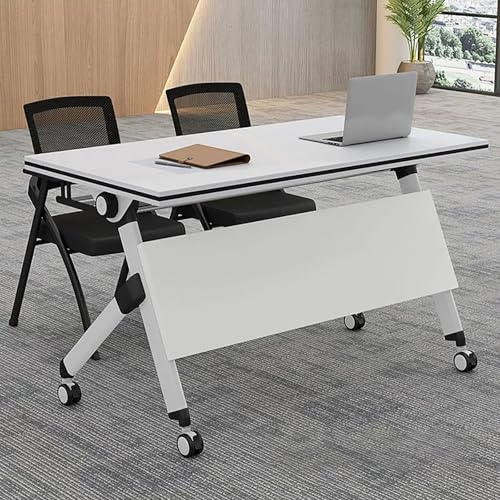 Faltbarer Konferenztisch mit leisen Rädern, Flip Top Mobile Training Schmaler Klapptisch für Büro und Klassenzimmer Meetings von Generisch