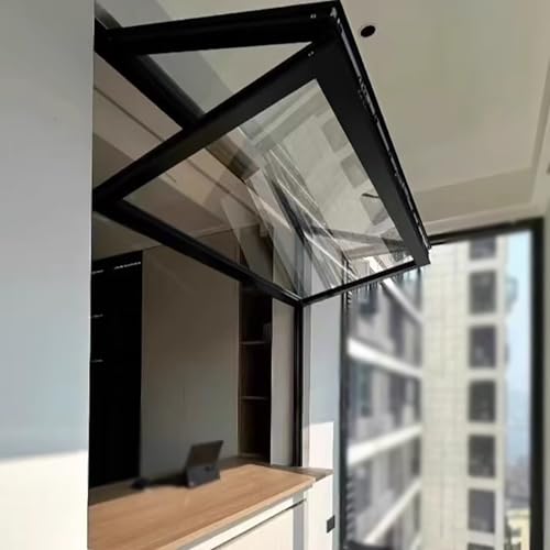 Faltbarer Konzessionsständer, Servierfenster, gehärtetes Glas, Durchgang durch Küchenfenster mit Verriegelungsgriff, kommerzieller Aluminiumrahmen, 100 x 90 cm von Generisch