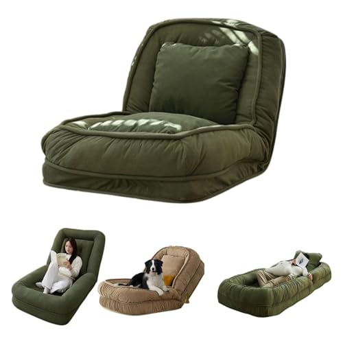 Faltbarer Liegestuhl mit verstellbarer Rückenlehne, umwandelbar zu Schlafsofa für Wohnzimmer, Schlafzimmer oder Boden von Generisch