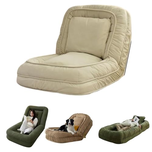Faltbarer Liegestuhl mit verstellbarer Rückenlehne, umwandelbar zu Schlafsofa für Wohnzimmer, Schlafzimmer oder Boden von Generisch