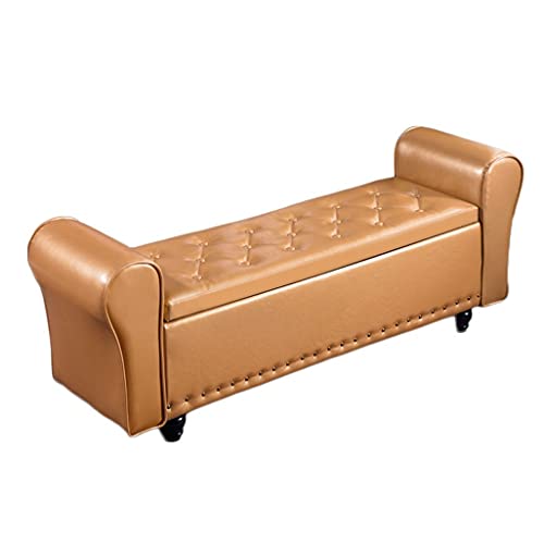 Faltbarer Multifunktionaler Pouf Ottomane Aufbewahrungshocker für Erwachsene Schuhwickelsitz mit goldenem Glanz-Finish ideal für Wohnzimmer 100 x 40 x 40 cm Faltbarer Multifunktionaler Pouf Ottomane Aufbewahrungshocker für Erwachsene Schuhwickelsitz mit goldenem Glanz-Finish ideal für Wohnzimmer 100 x 40 x 40 cm von Generisch