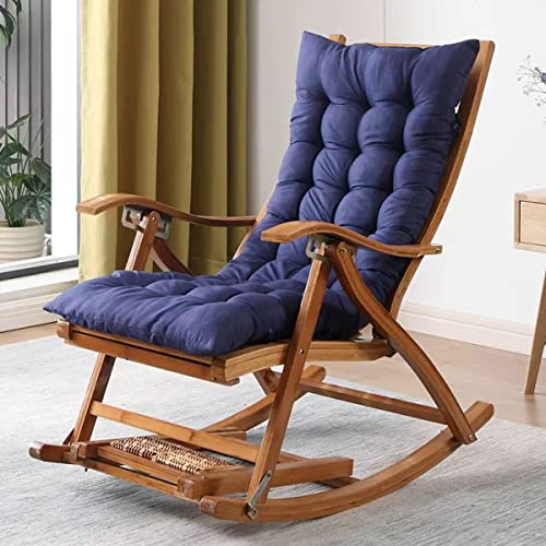 Faltbarer Relaxstuhl aus Holz mit Fußstütze, bequemer gepolsterter Schaukelstuhl für Balkon und Terrasse, verstellbare Rückenlehne, stilvolle blaue Farbe von Generisch