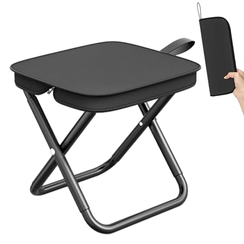 Faltbarer Rucksackhocker, Bergsteigen und Wandern, tragbarer Hocker, Outdoor-Reißverschluss, Klappstuhl für Reisen, Camping, Angeln und U-Bahn (Stifttasche, Schwarz, L) von Generisch