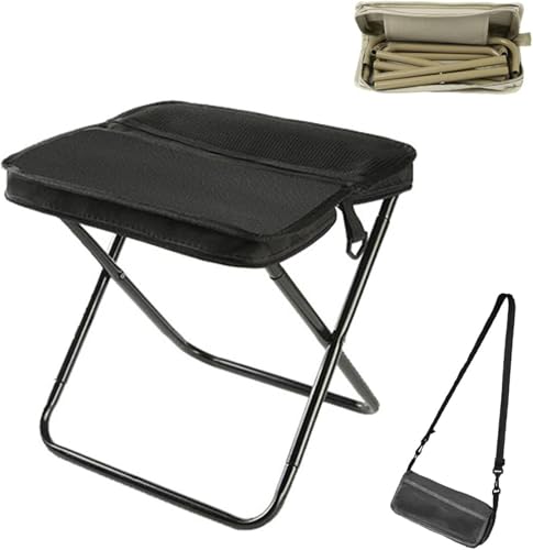 Faltbarer Rucksackhocker – tragbarer, leichter, faltbarer Campingstuhl mit Tragetasche mit Reißverschluss für Outdoor-Aktivitäten, Angeln, Reisen und Picknicks von Generisch