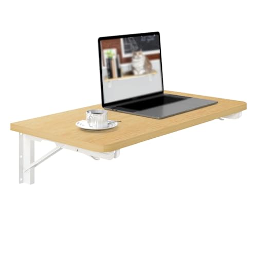 Faltbarer Schreibtisch zur Wandmontage, platzsparender Esstisch für Laptop, Arbeitszimmer, Balkon, Schlafzimmer, Badezimmer, Küche (helles Walnuss, 100 x 30 cm) – vielseitig & stilvoll von Generisch