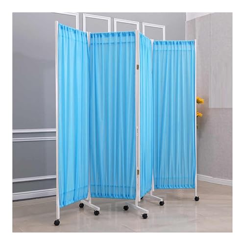 Faltbarer Sichtschutz Mit 4 Paneelen, Tragbarer Raumteiler Auf Rädern for Krankenhäuser, Doppellagiges Nylongewebe, Leicht Zu Reinigen, for Schlafzimmer(Blue) von Generisch