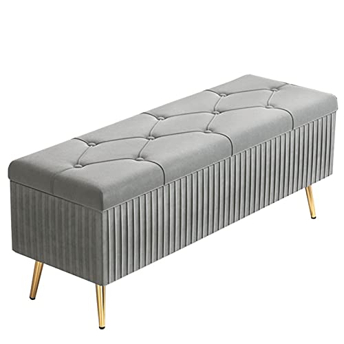 Faltbarer Sitzhocker aus Samt mit Metallbeinen, 80 x 40 x 45 cm, Fußstütze, Ottomane, perfekt für Schuhwechsel, Spielzeug, Aufbewahrung, Wohnzimmer, Schlafzimmer, Flur von Generisch