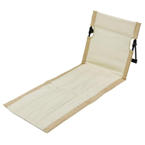 Faltbarer Strandstuhl mit Aufbewahrungstasche, Leichter Strandbodenstuhl mit Rückenlehne, 600D Oxford Sonnenliege Matte Wasserdicht für Camping, Leichte Tragbare Sonnenliege für Pool (Beige) von Generisch