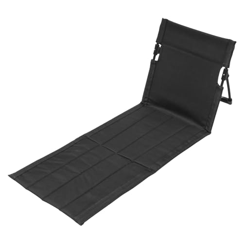 Faltbarer Strandstuhl mit Aufbewahrungstasche, Leichter Strandbodenstuhl mit Rückenlehne, 600D Oxford Sonnenliege Matte Wasserdicht für Camping, Leichte Tragbare Sonnenliege für Pool (Schwarz) von Generisch