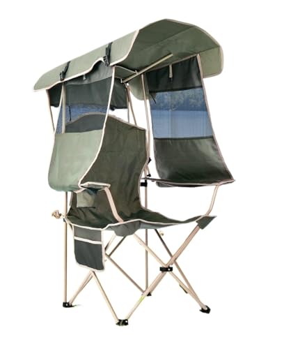 Faltbarer Strandstuhl mit Baldachin, leichter tragbarer Campingstuhl, 150 kg Kapazität zum Angeln/Heckklappen, Olivgrün Faltbarer Strandstuhl mit Baldachin, leichter tragbarer Campingstuhl, 150 kg Kapazität zum Angeln/Heckklappen, Olivgrün von Generisch