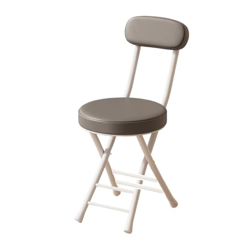Faltbarer Stuhl mit Rückenlehne, platzsparender Klapphocker für Küche, Wohnzimmer, Garten, Café, Hochzeit, Bar, hohe Tragfähigkeit, stilvolles graues Design von Generisch