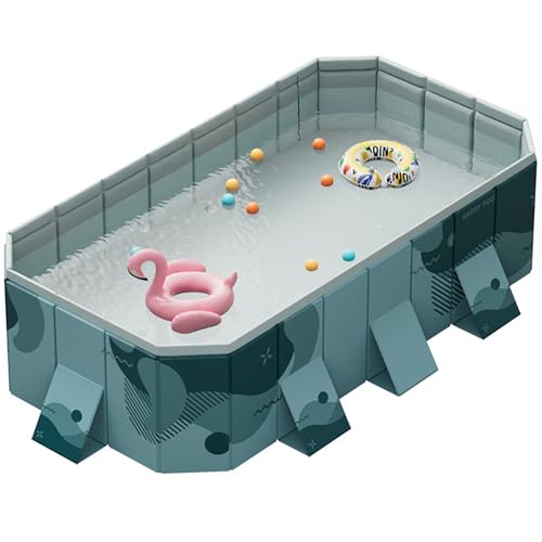 Faltbarer Swimmingpool, Faltbarer Hartplastik-Rechteckpool für Erwachsene, nicht aufblasbares Planschbecken für den Außenbereich im Hinterhof von Generisch