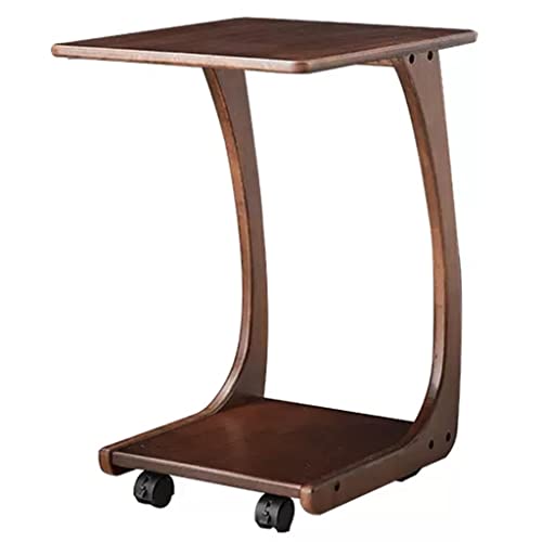 Faltbarer Tisch, Tablett, Nachttisch, Laptoptisch, Zuhause, Bett, einfacher Schreibtisch, zusammenklappbar, mobil, C-förmiger Beistelltisch für Couch, C-Beistelltisch, Wohnzimmer mit Rollen, hölzerner von Generisch