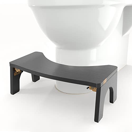 Faltbarer Toilettenhocker aus Holz für Erwachsene – 17,8 cm Höhe – rutschfeste Füße – stabil und breit – 172,4 kg Kapazität – Schwarz – perfekt für Komfort und Entspannung zu Hause von Generisch