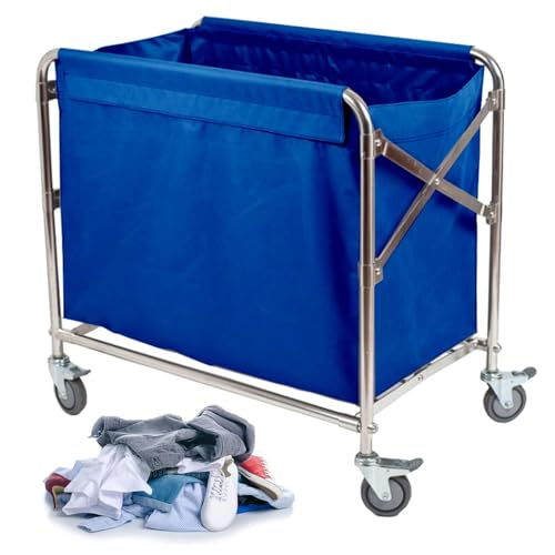 Faltbarer Wäschesortierwagen mit abnehmbaren Taschen, robuster Stahlrahmen für gewerbliche und Hotelnutzung, unterstützt bis zu 200 kg von Generisch