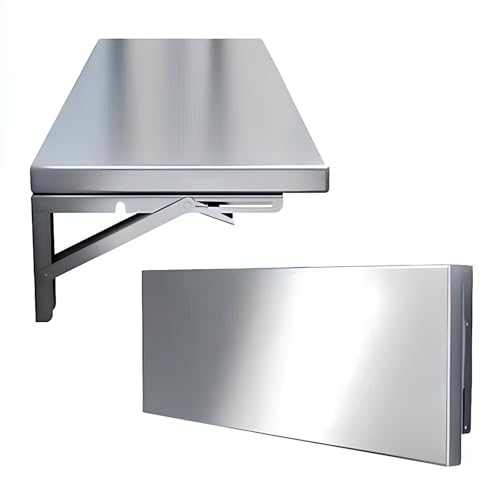 Faltbarer Wandtisch, Edelstahl, Laptop-Schreibtisch, schwebender Küchentisch, platzsparender Wandschreibtisch für Waschküche und Restaurant (70 x 40 cm) von Generisch