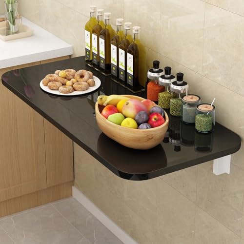Faltbarer Wandtisch – Platzsparender Holzschreibtisch, Wandmontierter Drop-Leaf-Tisch, kompakter Klappschreibtisch, Schwarz (60 x 30 cm) – perfekt für kleine Räume von Generisch