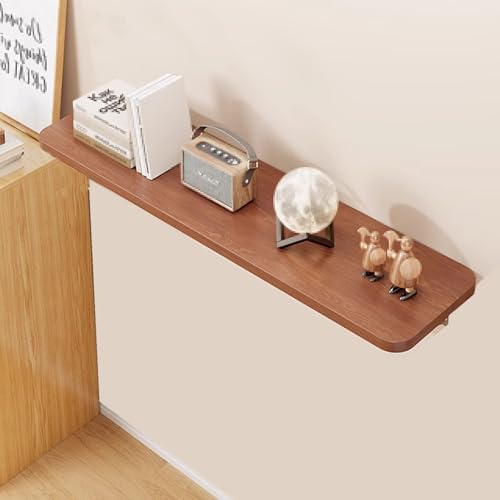 Faltbarer Wandtisch – Stabiler Holz-Klapptisch mit dicker Oberseite, abgerundete Ecken, starker Eisenrahmen, 4 Farben, für Schlafzimmer und Küche (Braun, 100 x 20 cm) von Generisch