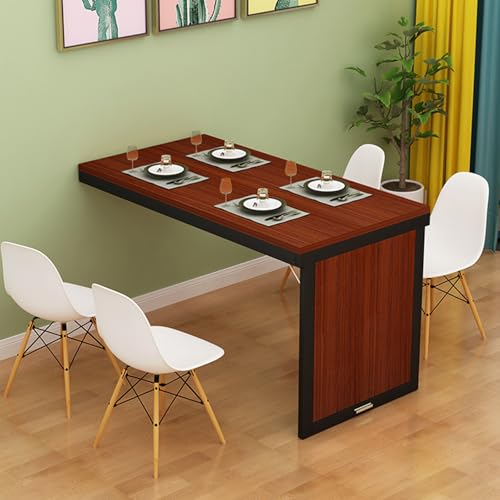 Faltbarer Wandtisch aus Holz Teleskopisch Verstecktes Küchenregal Platzsparender Esstisch für Zuhause Kleiner Balkon & Wohnzimmer (Teak + Schwarzer Rahmen 90cm) von Generisch