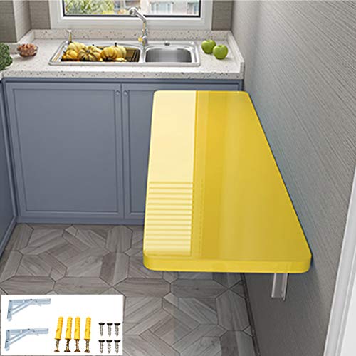 Faltbarer Wandtisch mit glatter Oberfläche, leicht zu reinigen, kleiner Küchentisch/Computertisch/Schreibtisch (60 x 30 cm), gelbe Farboption von Generisch