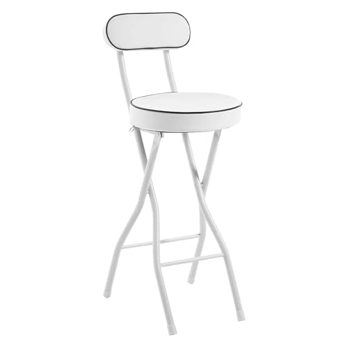 Faltbarer gepolsterter Barhocker mit Rückenlehne und Fußstütze – höhenverstellbar 56 cm / 61 cm / 66 cm / 71 cm / 76,2 cm / 30 Zoll Hochstuhl für Küche, Büro, Zuhause, Reisen – tragbarer weißer Sitz Faltbarer gepolsterter Barhocker mit Rückenlehne und Fußstütze – höhenverstellbar 56 cm / 61 cm / 66 cm / 71 cm / 76,2 cm / 30 Zoll Hochstuhl für Küche, Büro, Zuhause, Reisen – tragbarer weißer Sitz von Generisch