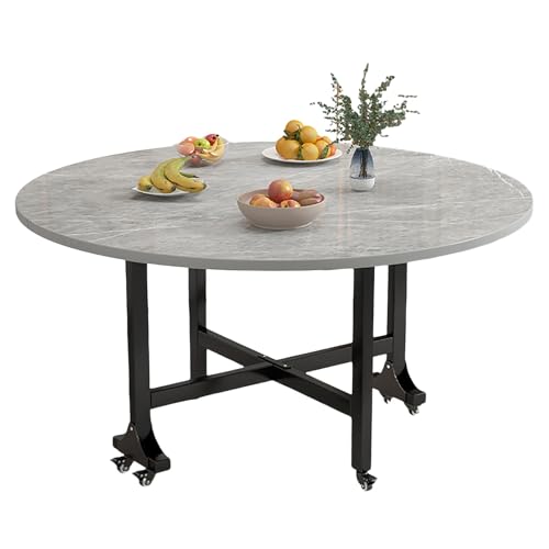 Faltbarer runder Esstisch mit Rollen, platzsparend, ausziehbar, für kleine Küche und Schlafzimmer, multifunktionales Design, helle Farbe, beweglich und praktisch von Generisch