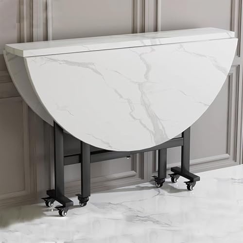 Faltbarer runder Esstisch mit ausziehbarem Blatt, beweglicher Schreibtisch auf Rollen, abschließbares Design Faltbarer runder Esstisch mit ausziehbarem Blatt, beweglicher Schreibtisch auf Rollen, abschließbares Design von Generisch