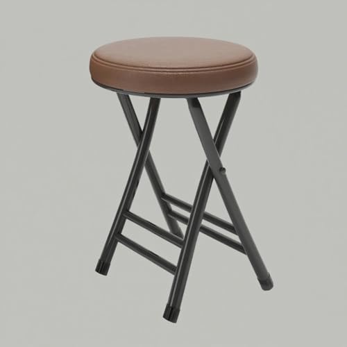 Faltbarer runder Hocker, 50 cm, leicht, tragbar, Barstuhl für Küche und Zuhause, gepolsterte Sitzfläche, maximale Traglast 150 kg, ideal für Esszimmer und Außenbereich, Braun von Generisch