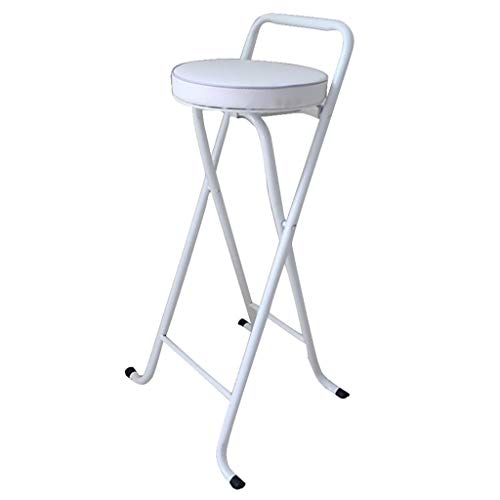 Faltbarer runder Hocker mit Kissen Kompakter Hochstuhl für Frühstücksbar Weiß Klappbar Barhocker Sitzhöhe 65/75cm Platzsparende Möbel für Haus und Küche von Generisch