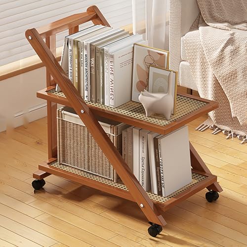 Faltbares Eckregal auf Rollen in Gelb für Wohnzimmer Esszimmer Küche Flur Eingang - Moderner kleiner Sideboardtisch mit Universalrad von Generisch