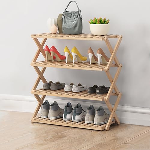 Faltbares Schuhregal aus Bambus, einfach zu montieren, mehrschichtiges Holz-Schuhregal für Zuhause, platzsparendes Design, keine Installation erforderlich, Haushaltsaufbewahrungsregal für Schuhe und Faltbares Schuhregal aus Bambus, einfach zu montieren, mehrschichtiges Holz-Schuhregal für Zuhause, platzsparendes Design, keine Installation erforderlich, Haushaltsaufbewahrungsregal für Schuhe und von Generisch