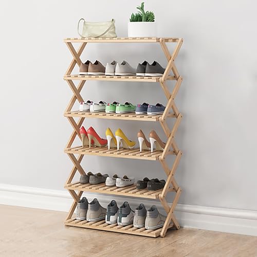 Faltbares Schuhregal aus Bambus, mehrschichtig, Schuhaufbewahrung aus Holz, keine Installation erforderlich, platzsparend, Haushalt, wirtschaftliches Schuhregal für einfache Lagerung von Generisch