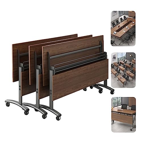 Faltbares mobiles Seminartisch-Set mit feststellbaren Rollen, Klapp-Top-Design, nestbar & platzsparend, Braun, 180 x 40 x 75 cm & 120 x 40 x 75 cm, für vielseitiges Training & Aufbewahrung von Generisch