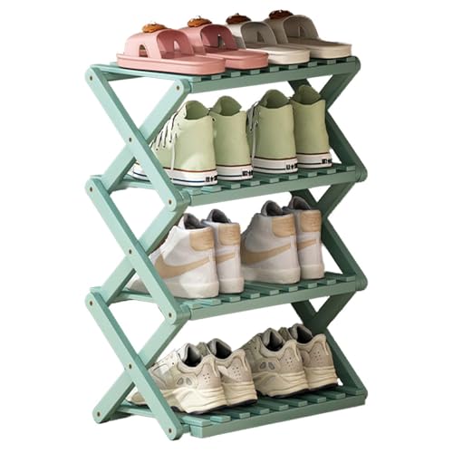 Faltbares tragbares Schuhregal, 3/4/5 Etagen, Bambus, vertikales Regal, keine Montage erforderlich, platzsparend, für Flur und Schlafzimmer, Grün, 4 Etagen Design Faltbares tragbares Schuhregal, 3/4/5 Etagen, Bambus, vertikales Regal, keine Montage erforderlich, platzsparend, für Flur und Schlafzimmer, Grün, 4 Etagen Design von Generisch