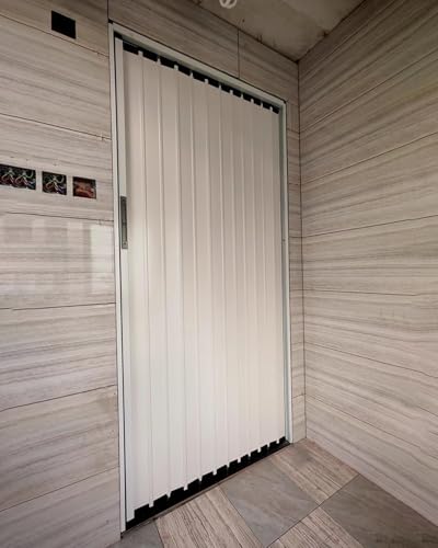 Falttür, 193 cm hoch, Akkordeon-Teleskopvorhang für Innentür und Waschküche, Falttürbeschläge (89 x 193 cm), Weiß von Generisch