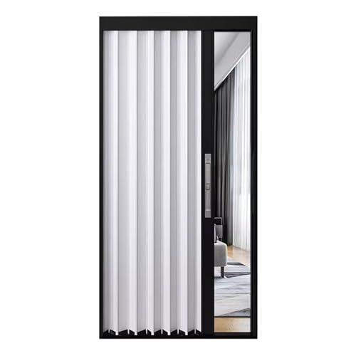 Falttür, Ziehharmonika-Akkordeon-Innentür, Aluminium, einziehbare Schiebetür mit Schloss und Schlüssel, platzsparend, 203 cm hoch von Generisch